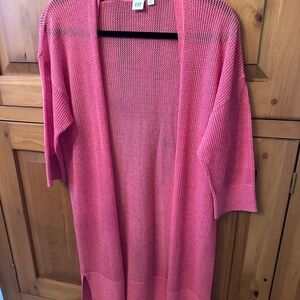 GAP Women's Vibrant Coral Long  Cardigan